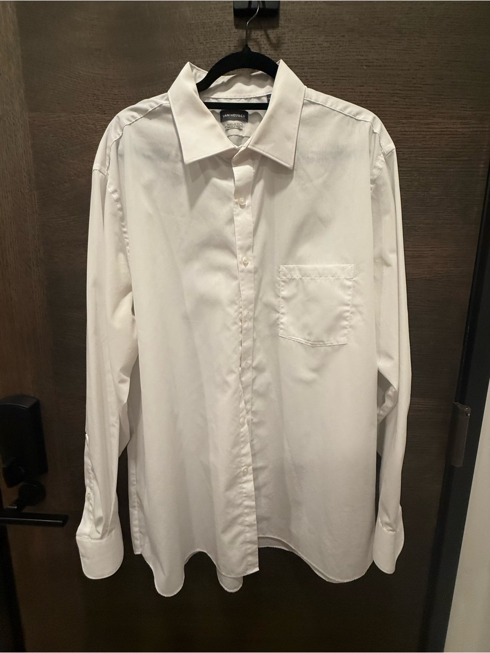 Van Heusen White Long Sleeve Men's Dress Shirt with Chest Pocket